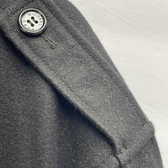 Michael Kors Pea coat Mens Large Black Wool Blend Button Up Utility Overcoat - Picture 8 of 9